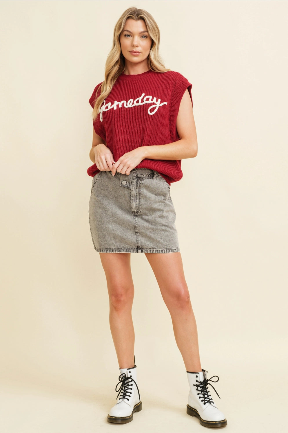 Embroidered Sleeveless Game Day Sweater Vest