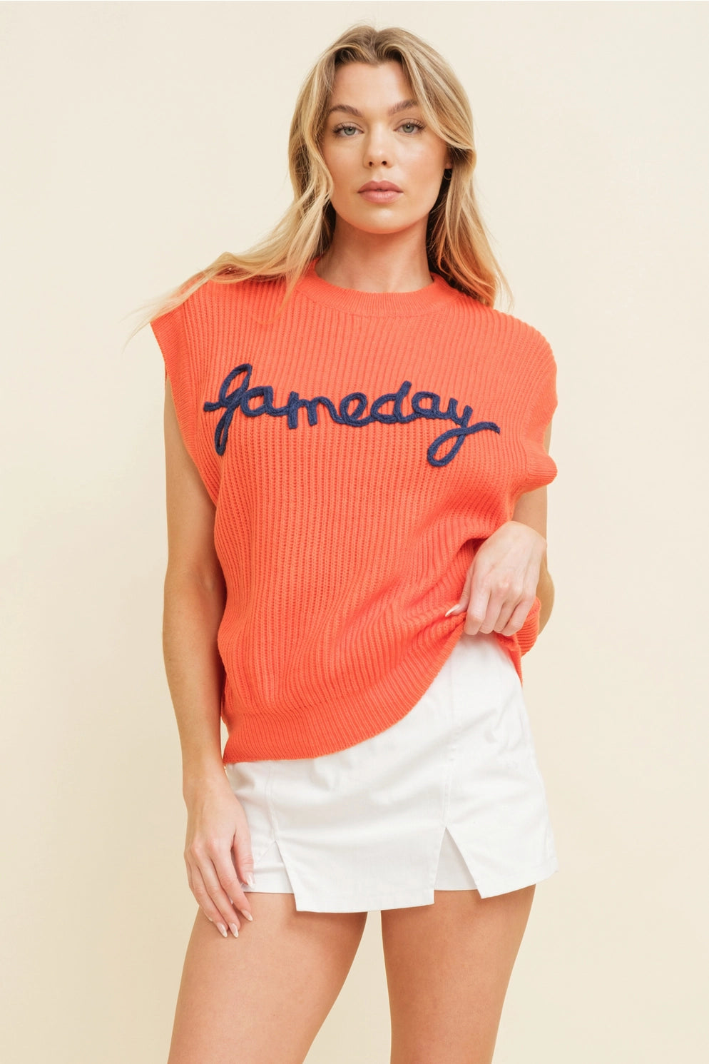 Embroidered Sleeveless Game Day Sweater Vest