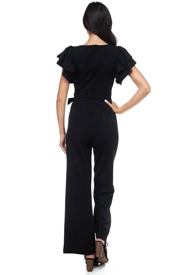 Ruffle Sleeve V-neck Jumpsuit