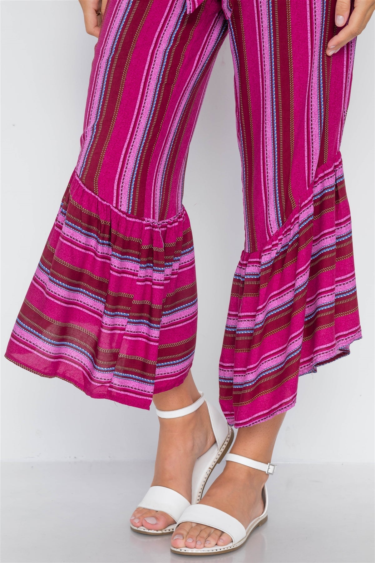 Stripe Strapless Flare Leg Jumpsuit