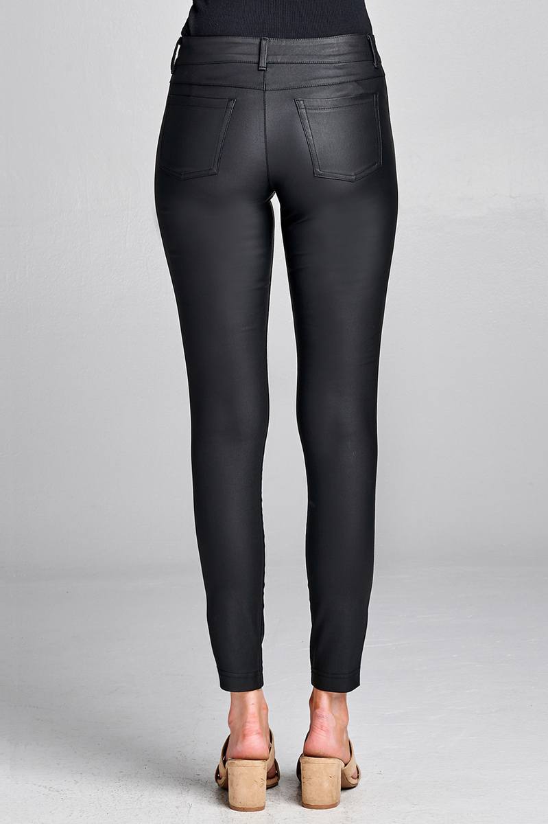 5 Pocket Shape Pu Long Pants