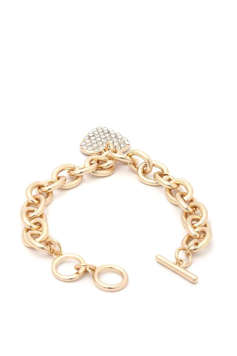 Puffy Heart Metal Charm Metal Bracelet