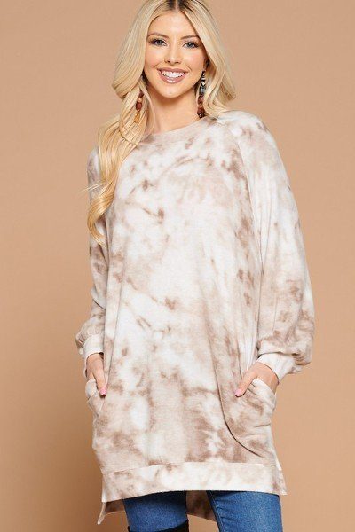 Ultra Cozy Tie Dye French Terry Brush Oversize Casual Pullover