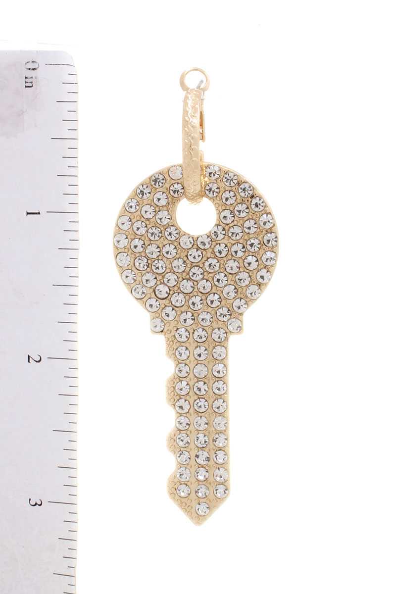 Rhinestone Dangle Key Mini Hoop Earring