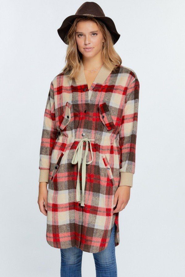 Tartan Plaid Print Oversize Jacket.