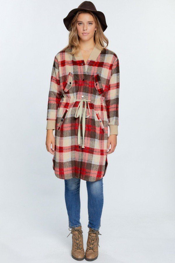 Tartan Plaid Print Oversize Jacket.