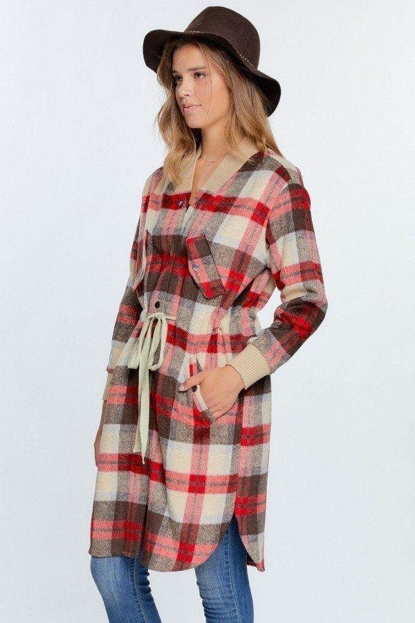Tartan Plaid Print Oversize Jacket.