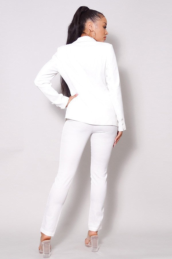 One Button Blazer Jacket & Tapered Trouser Set