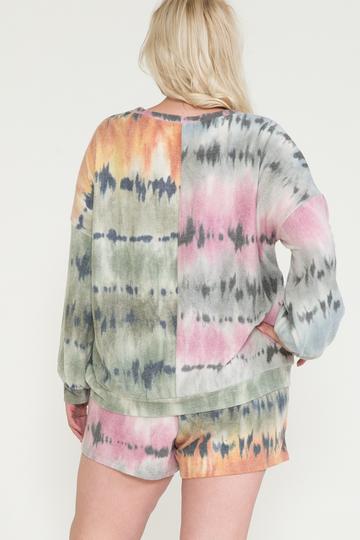 Color Blocked Sweatshirt And Shorts Set