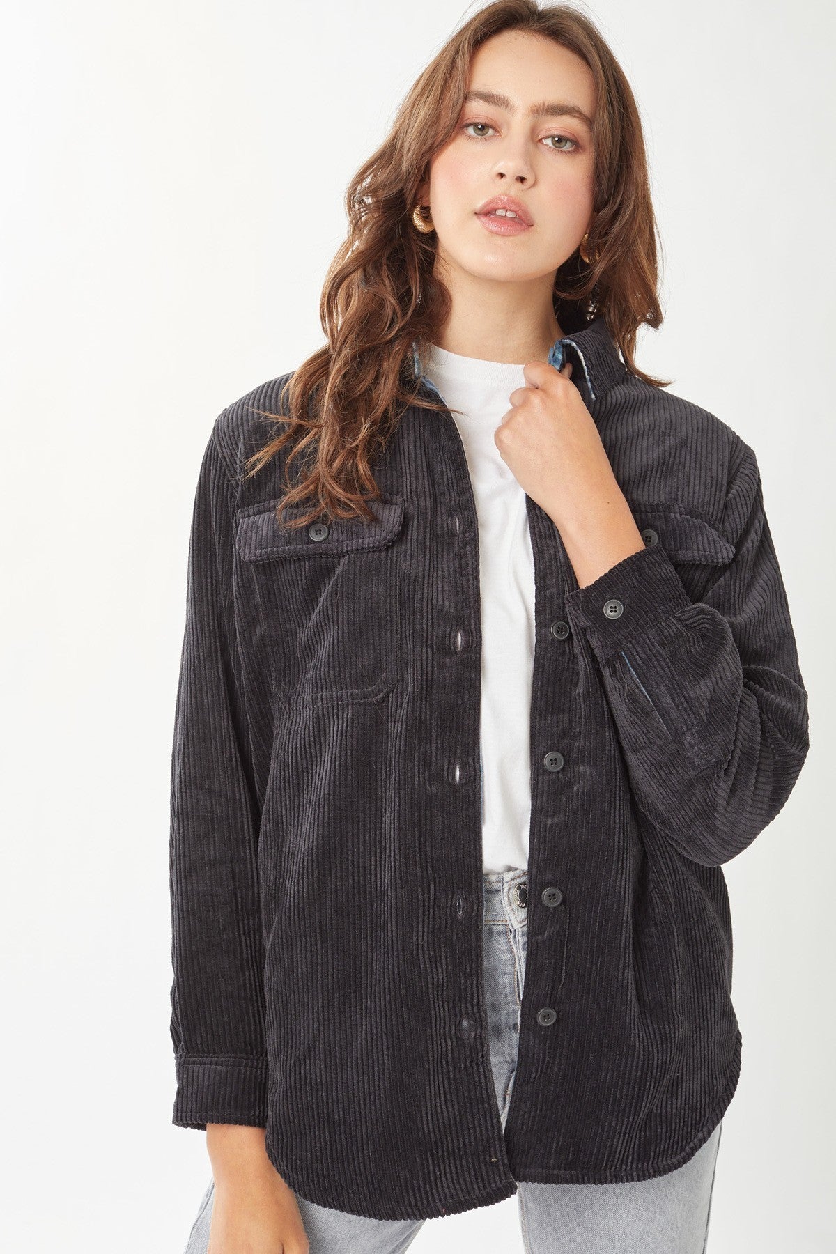 Corduroy Reversible Button Down Jacket