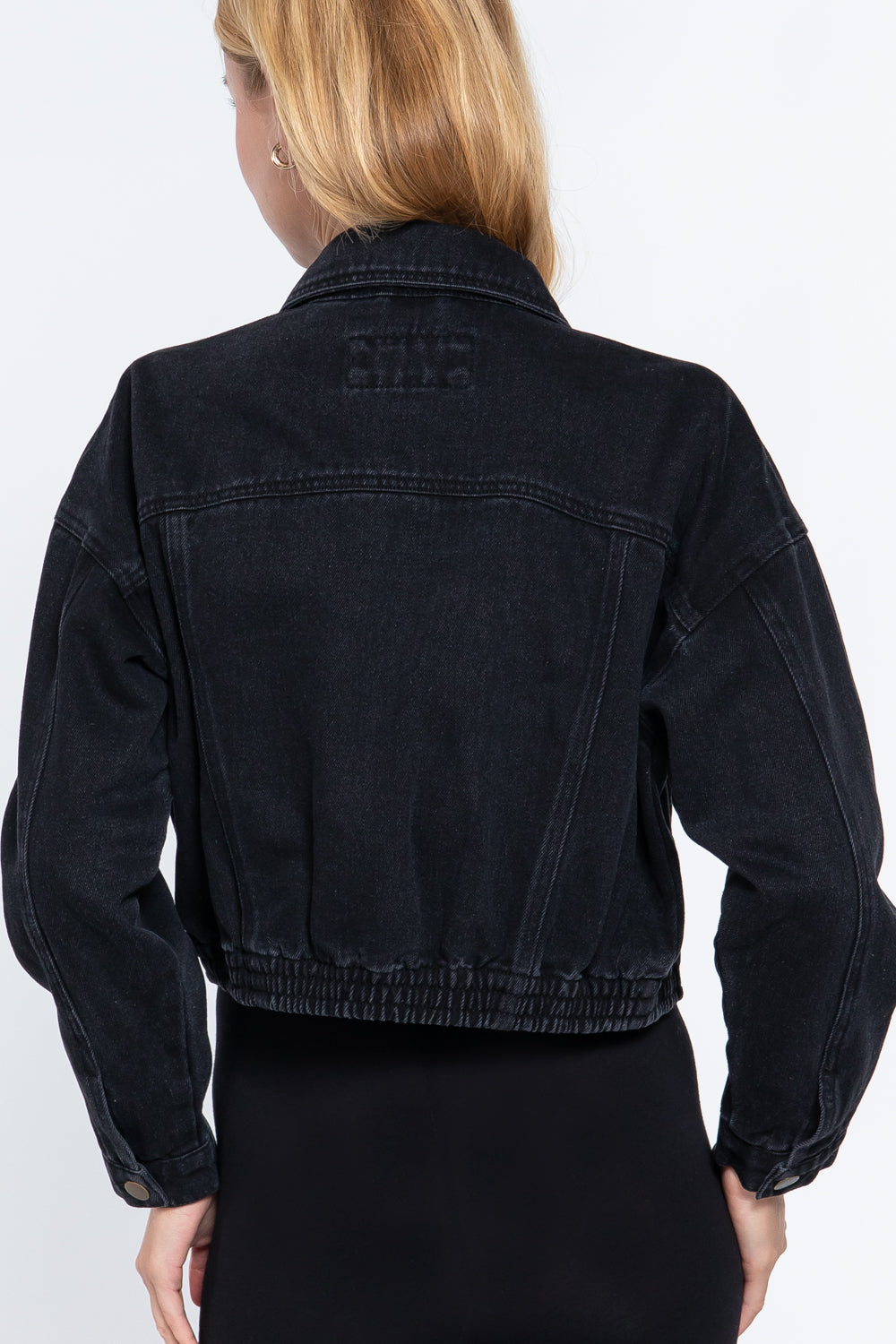 Long Slv Black Denim Crop Jacket