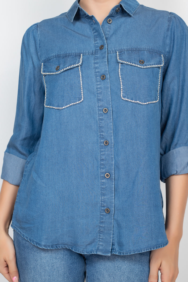 Jewel Accented Long Sleeve Top