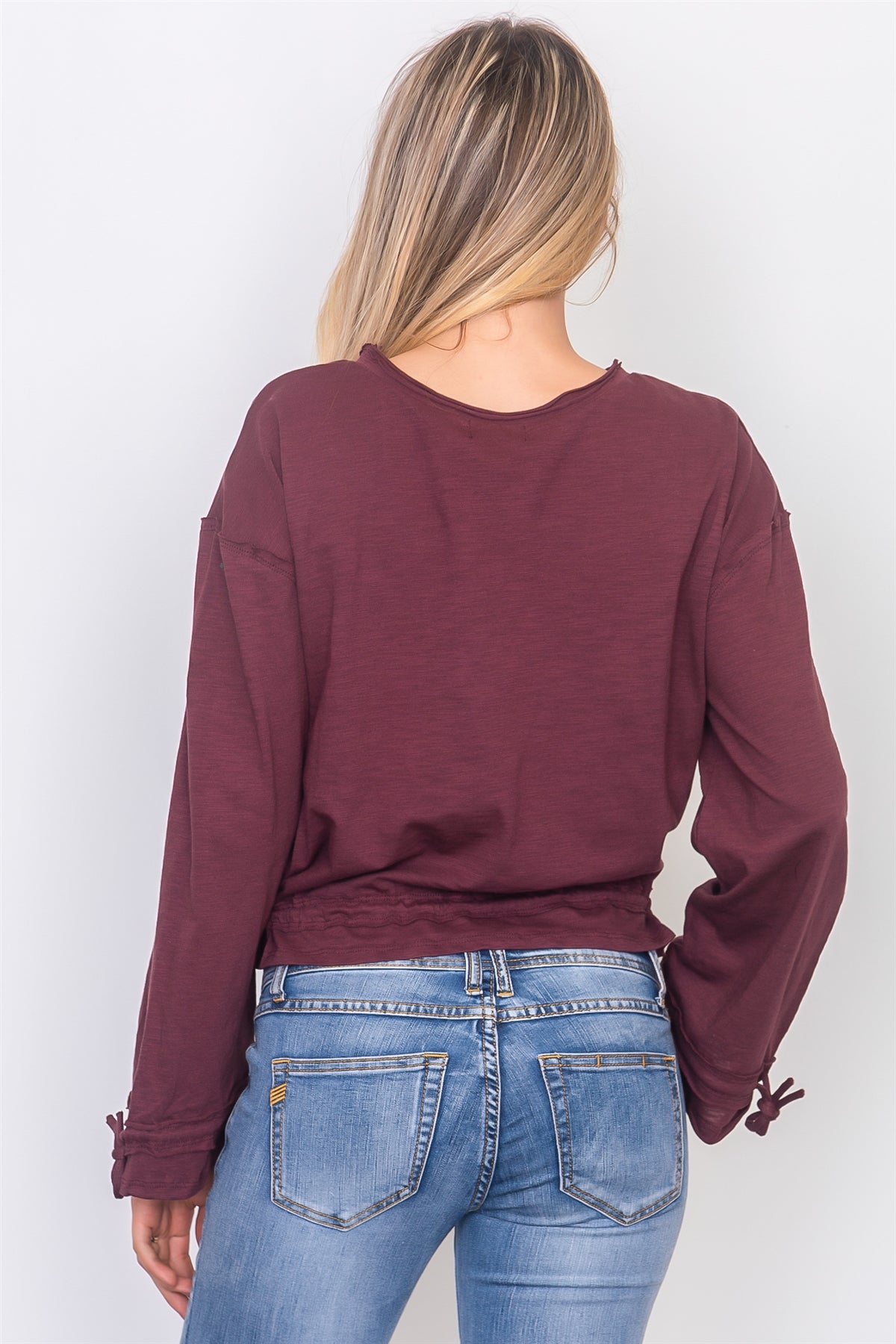 Drawstring hem jersey top