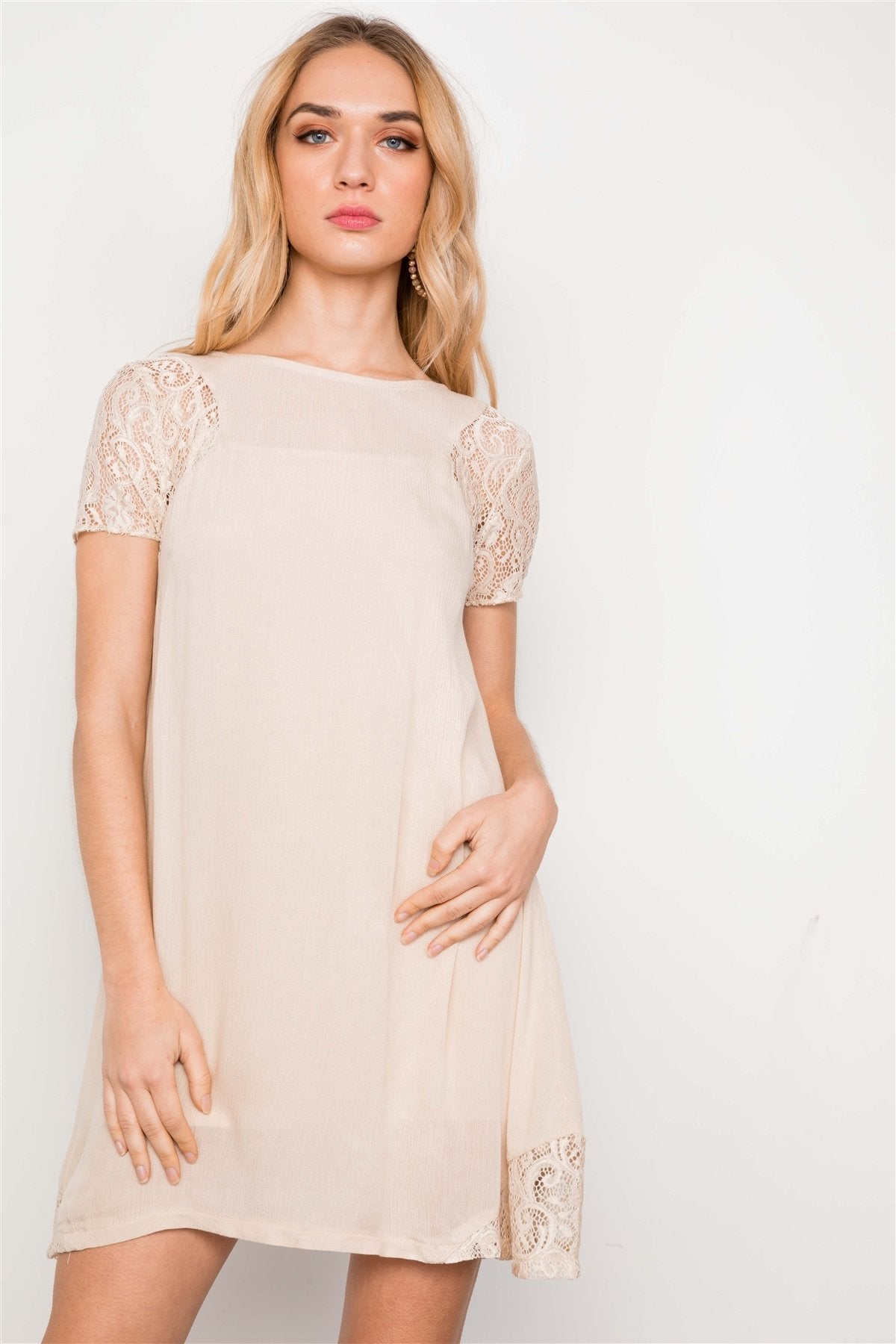 Lace Short Sleeves Dress Tunic Boho