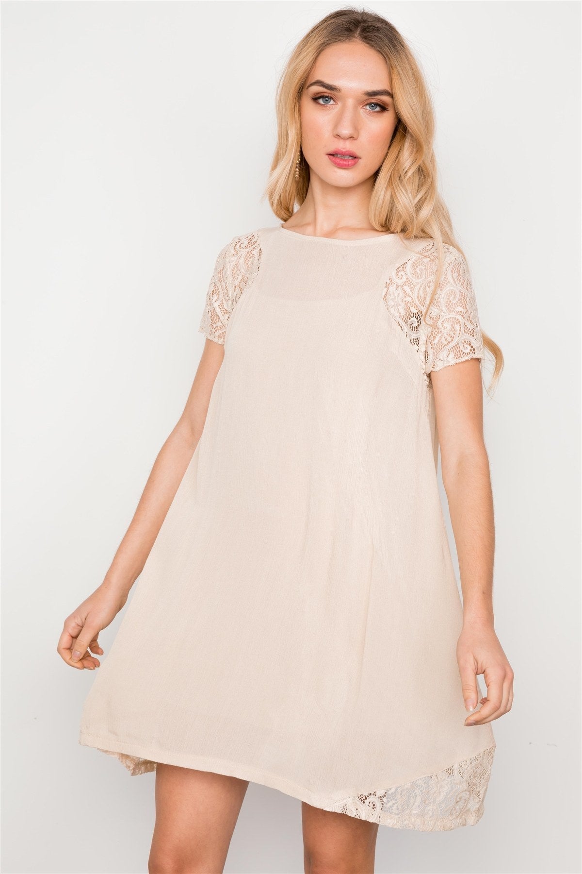 Lace Short Sleeves Dress Tunic Boho