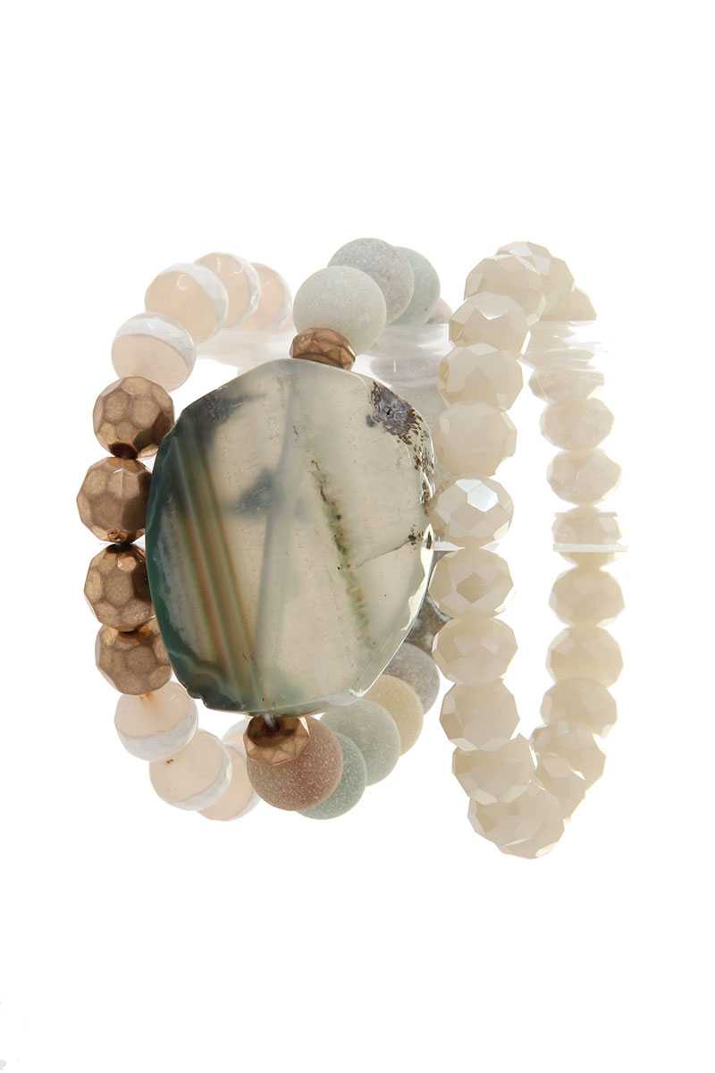 Natural Stone Beaded Stretch Bracelet