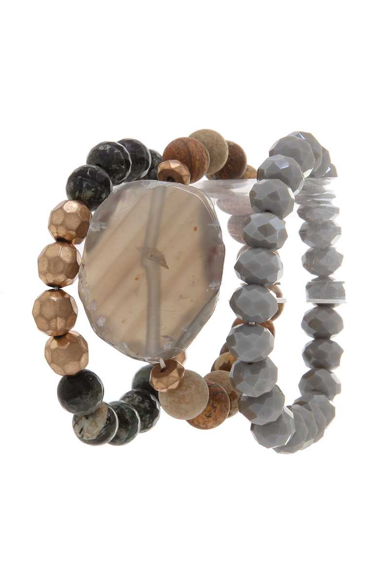 Natural Stone Beaded Stretch Bracelet