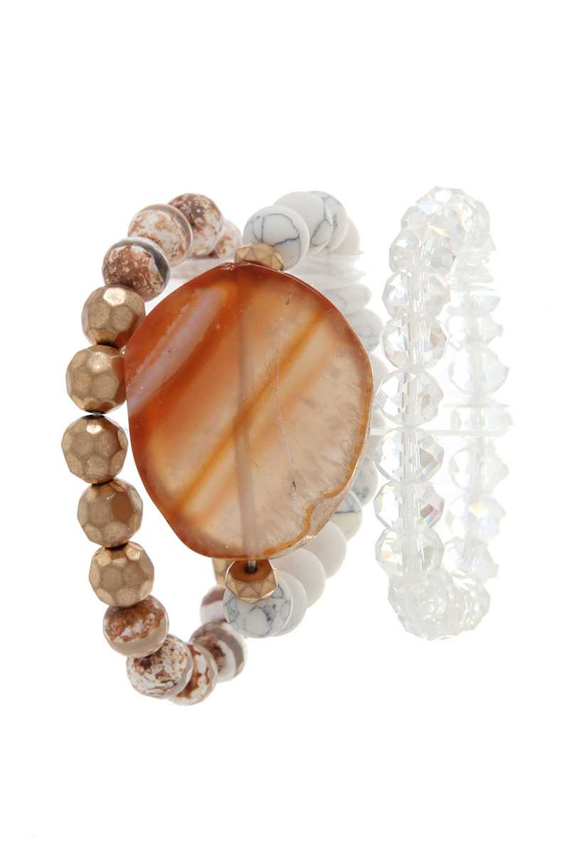 Natural Stone Beaded Stretch Bracelet