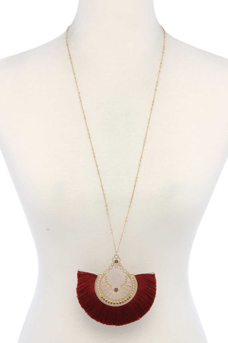 Metal Fan Tassel Pendant Necklace