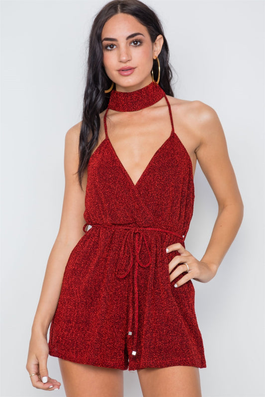 Mock Neck Cami Evening Romper