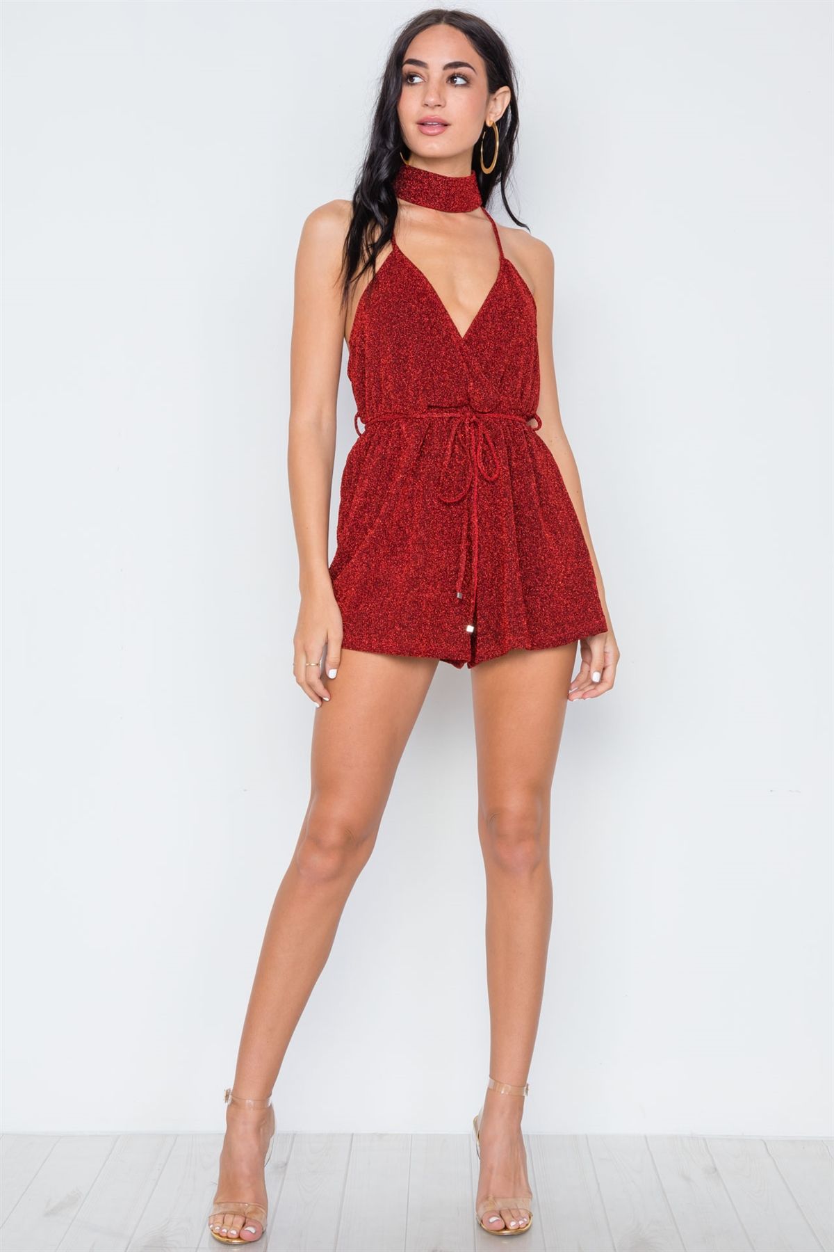 Mock Neck Cami Evening Romper