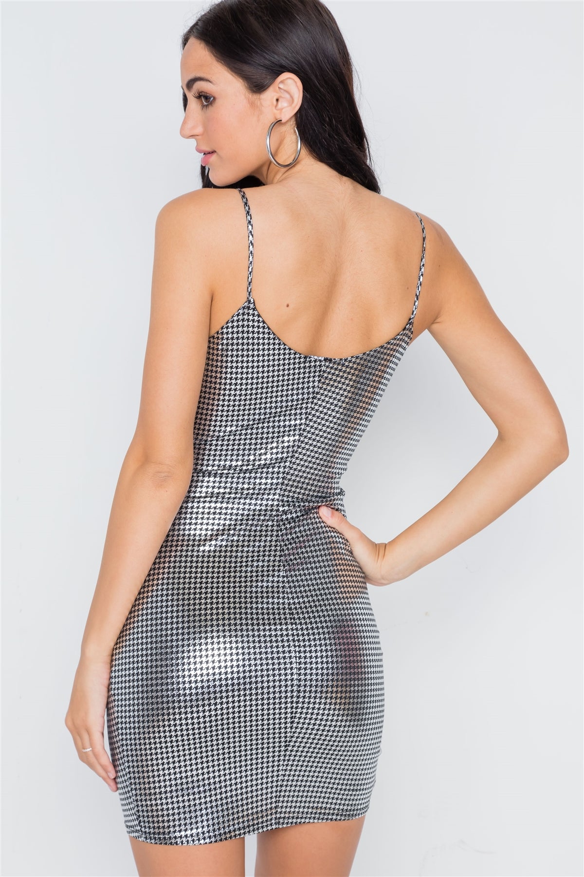 Metallic Bodycon Tulip Hem Cami Dress