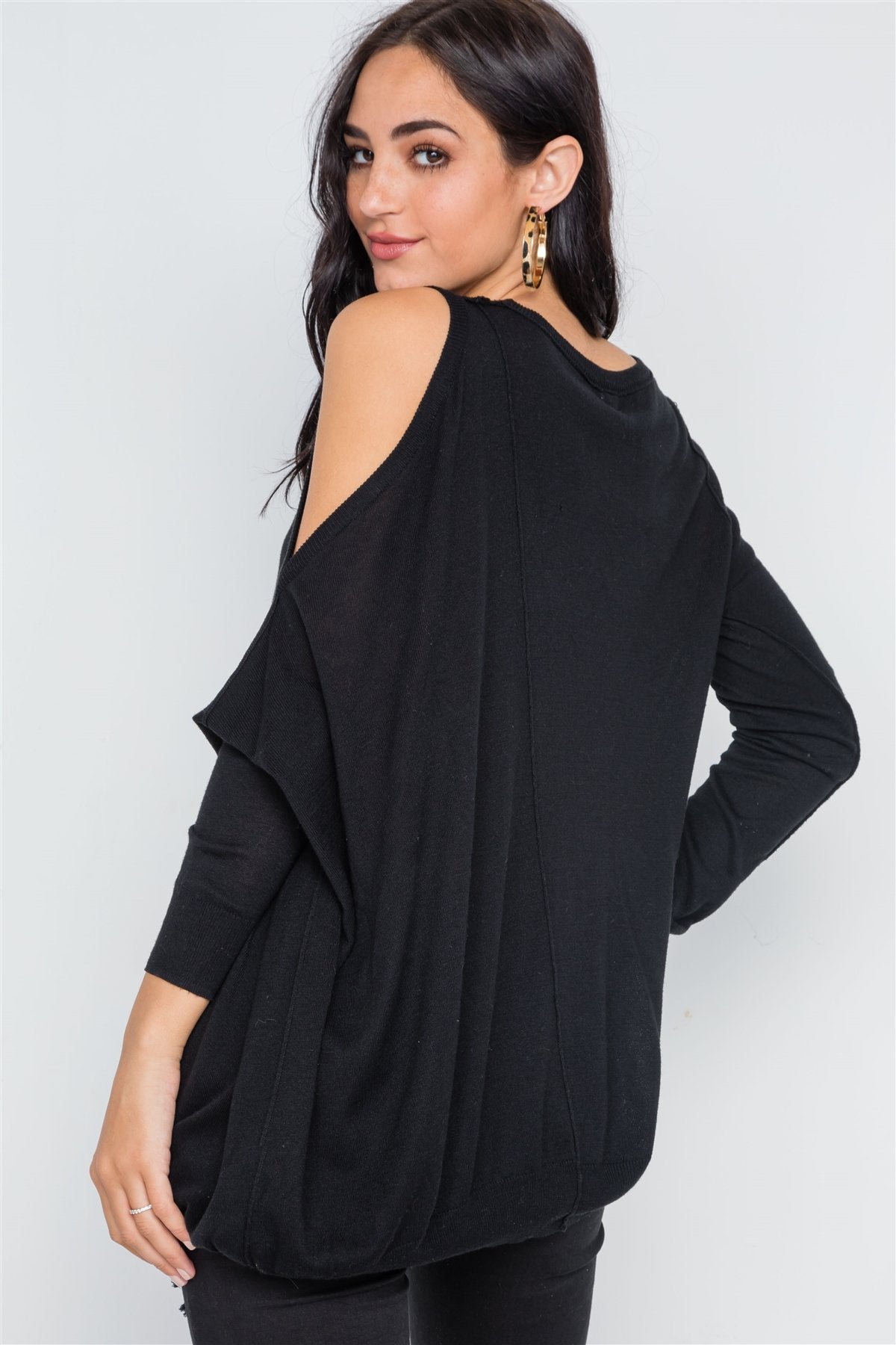 Asymmetrical Hem Seamed Sweater