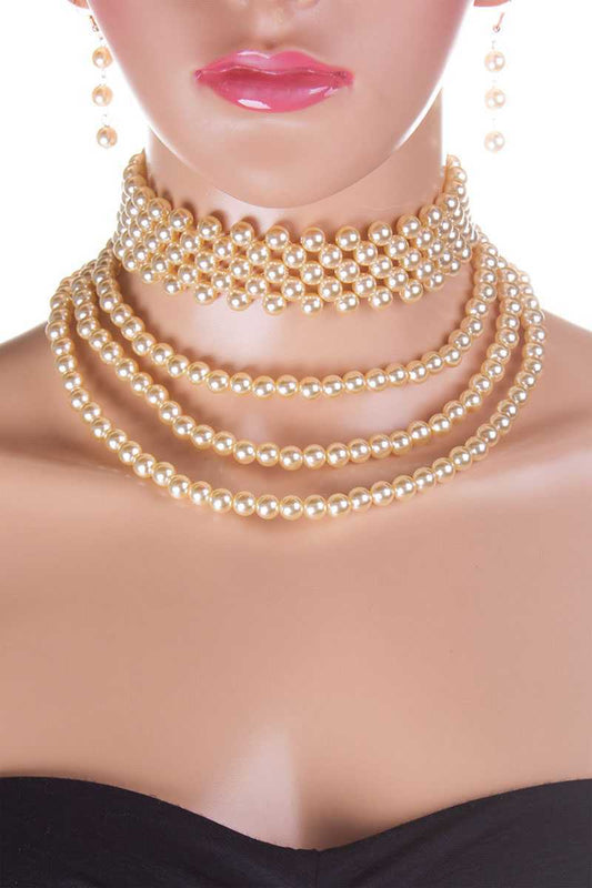 Multi Pearl Choker Necklace