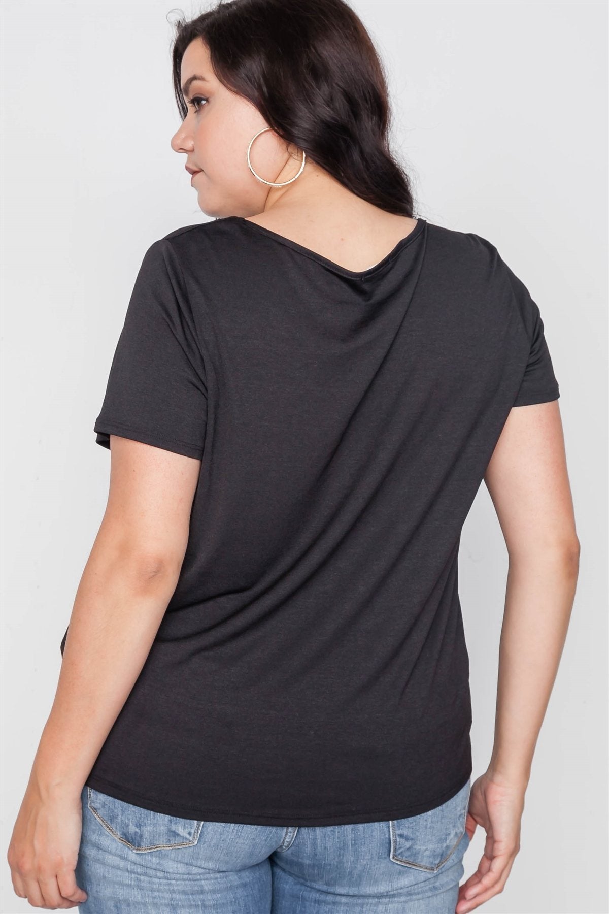 Plus Size Short Sleeve Twist Front Top