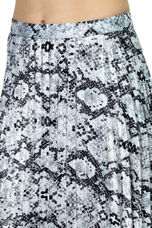 Pleated Snake Print Skirt