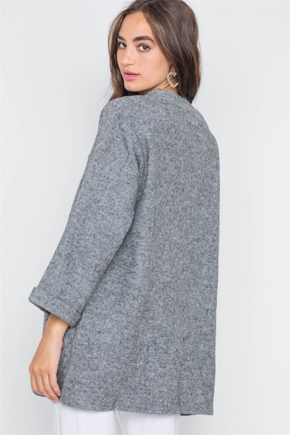Heather Gray Open Front Cardigan