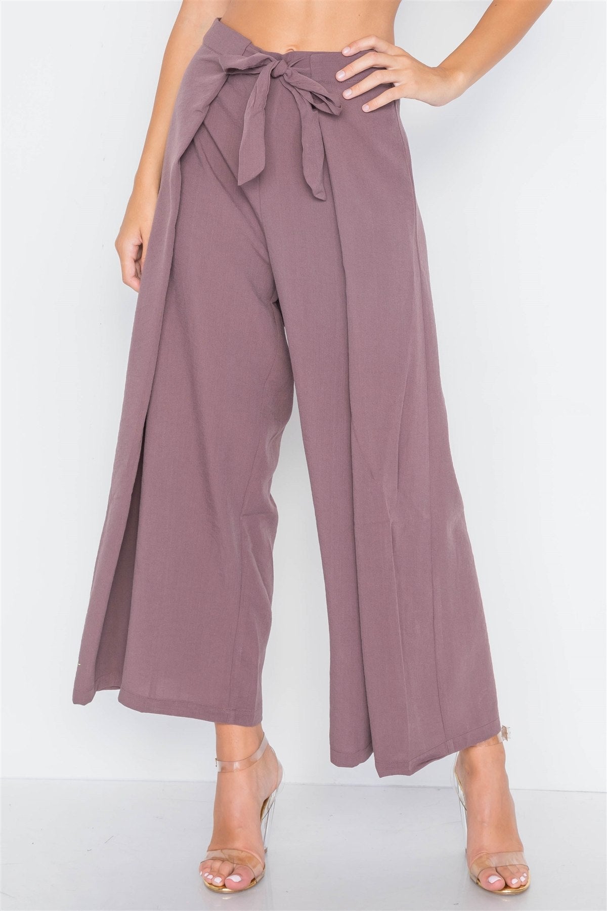 High-waist Front-tie Wide Leg Pants