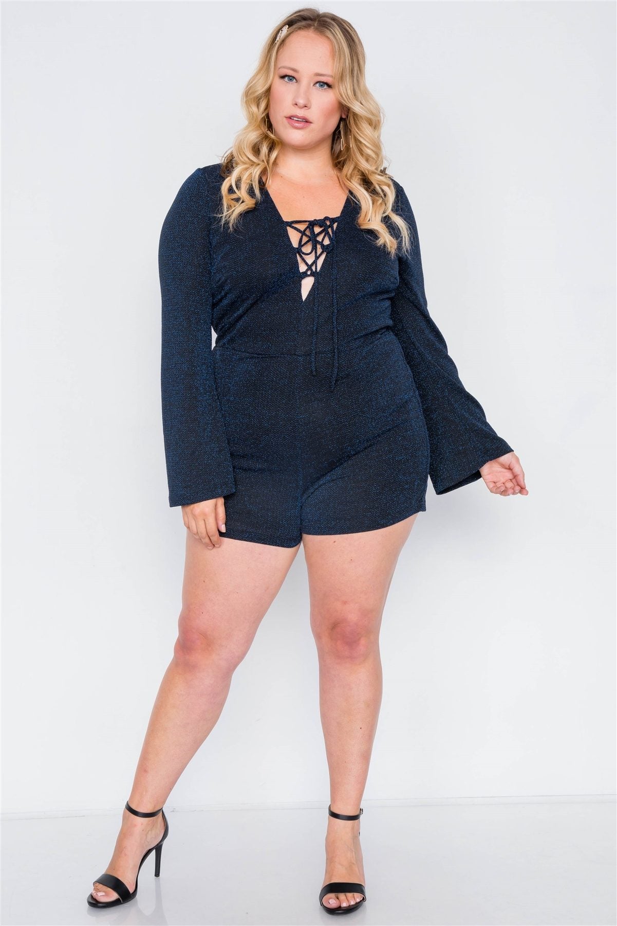 Plus Size Midnight Deep V-neck Evening Romper