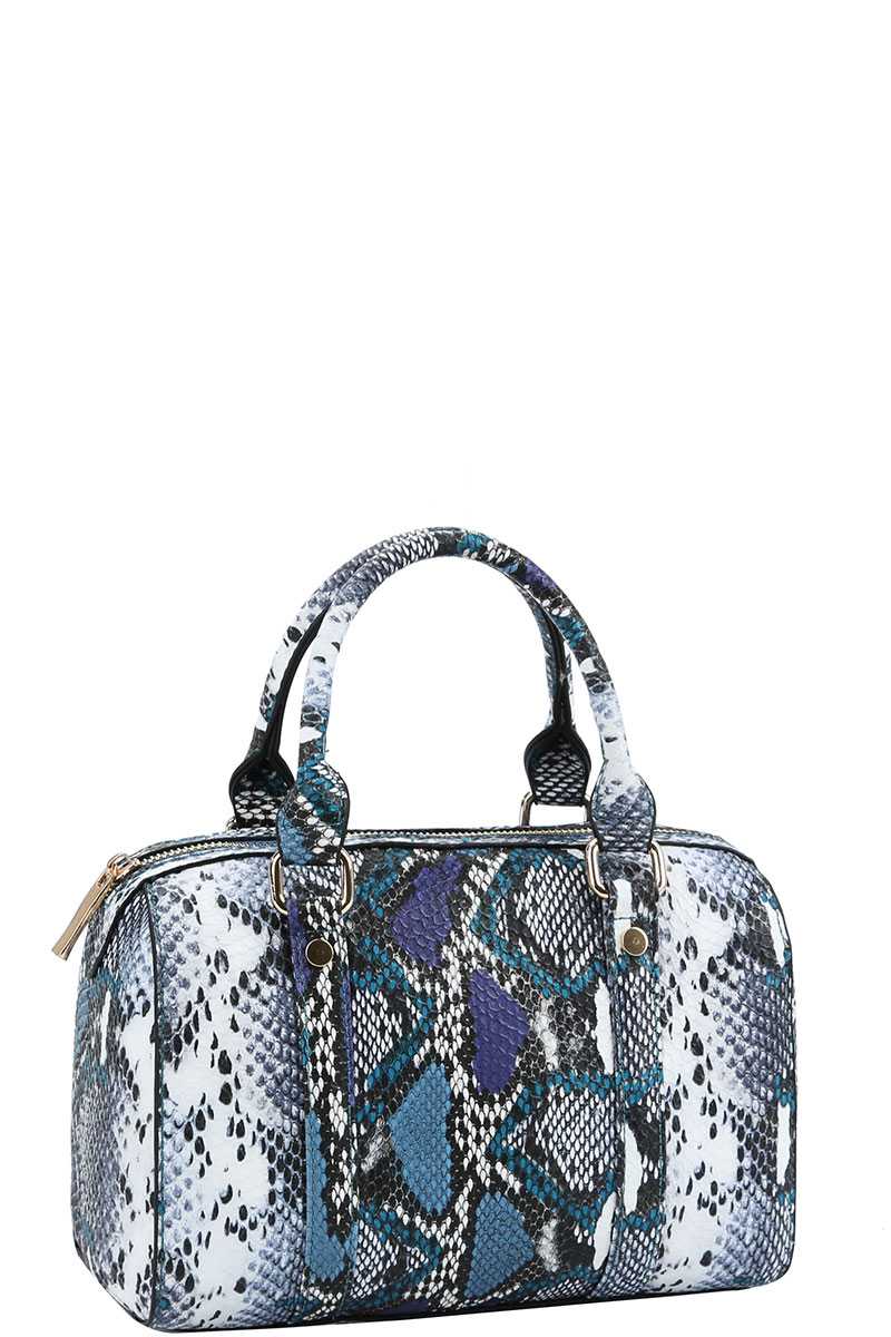 Trendy Setter Cute Python Pattern Boston Bag With Long Strap