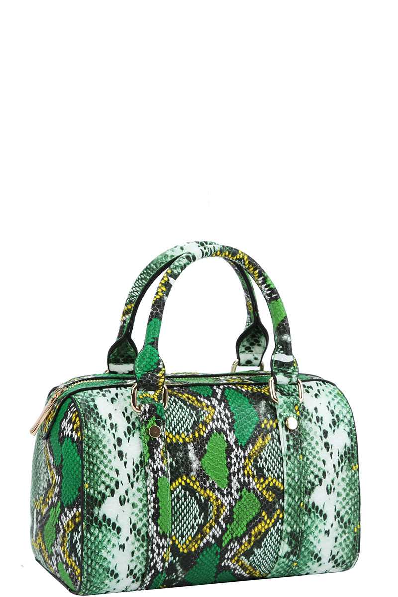 Trendy Setter Cute Python Pattern Boston Bag With Long Strap