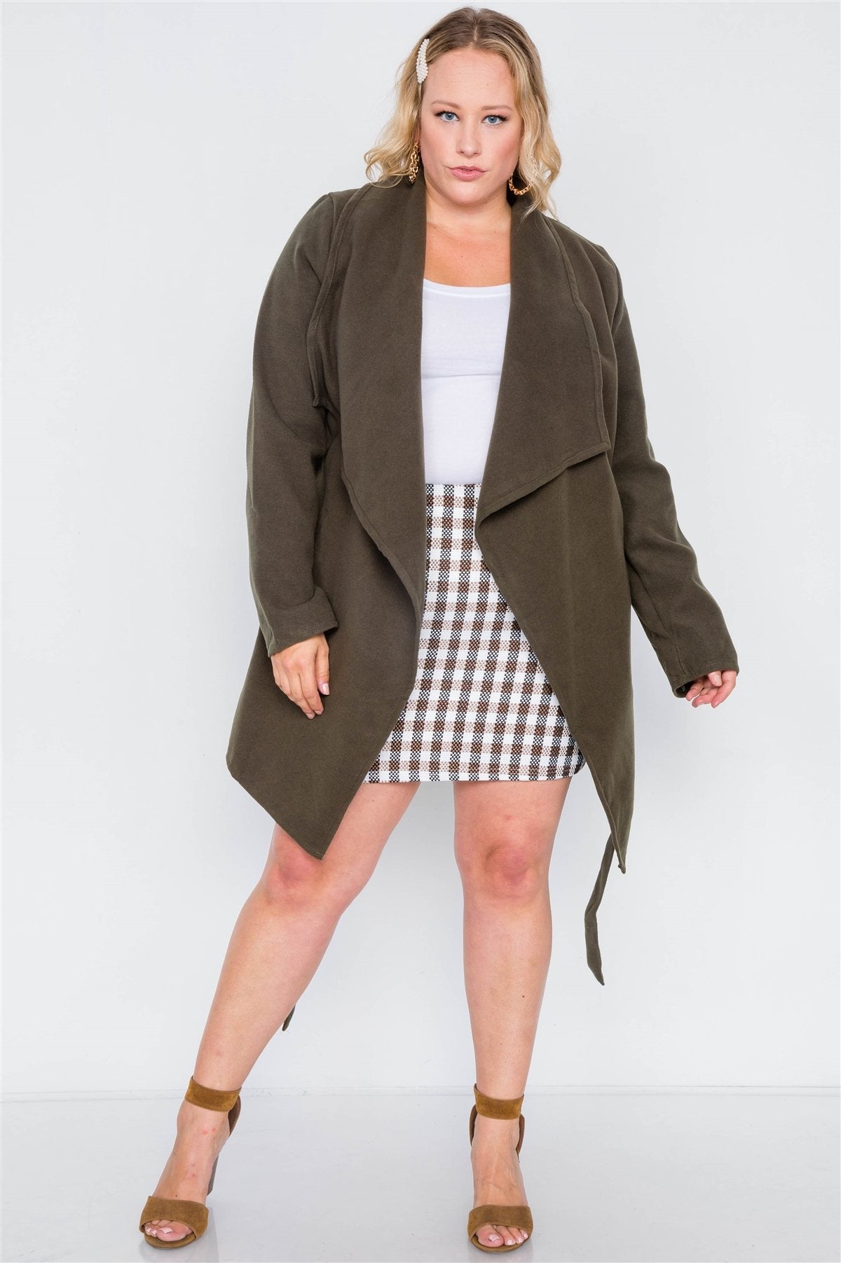 Plus Size Fleece Drape-front Jacket