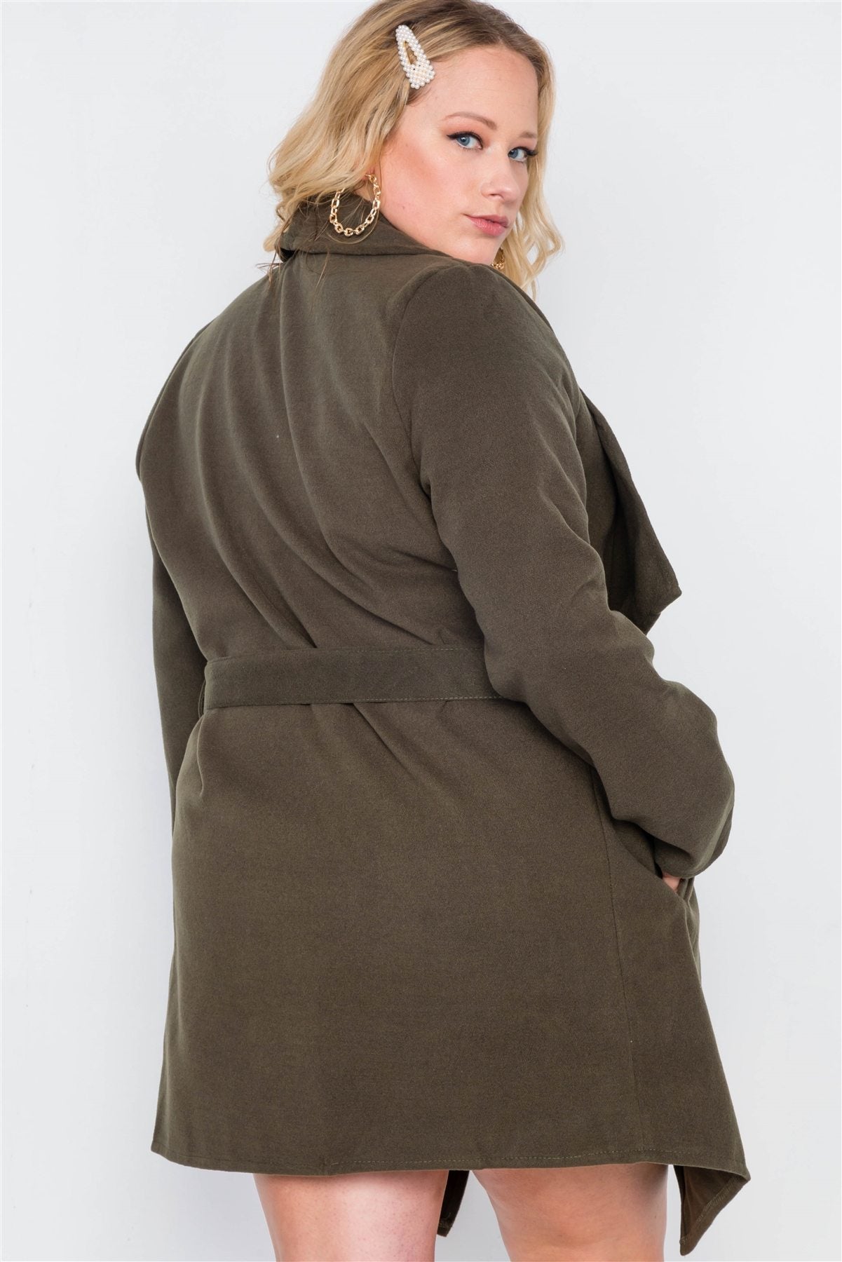 Plus Size Fleece Drape-front Jacket