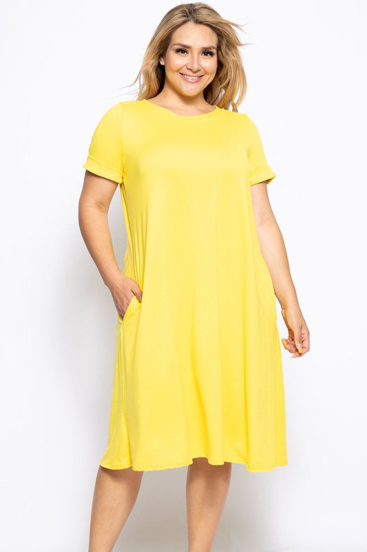 Crew Neckline Solid A-line Dress