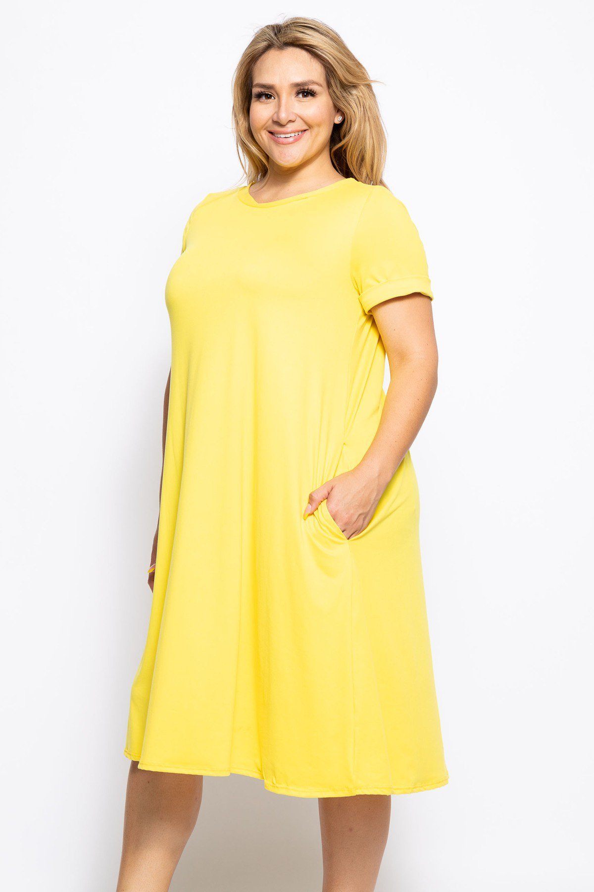 Crew Neckline Solid A-line Dress