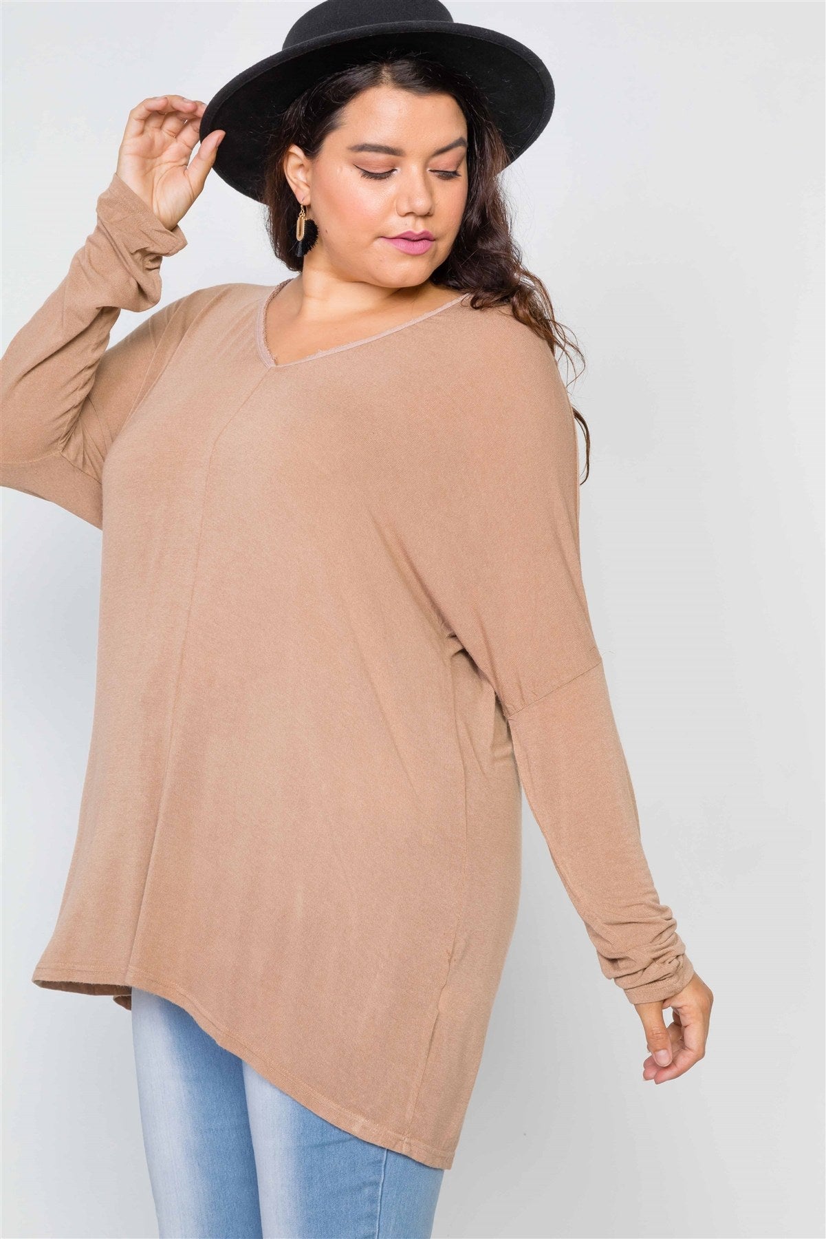 Plus Size Basic Over Sized Long Sleeve Top