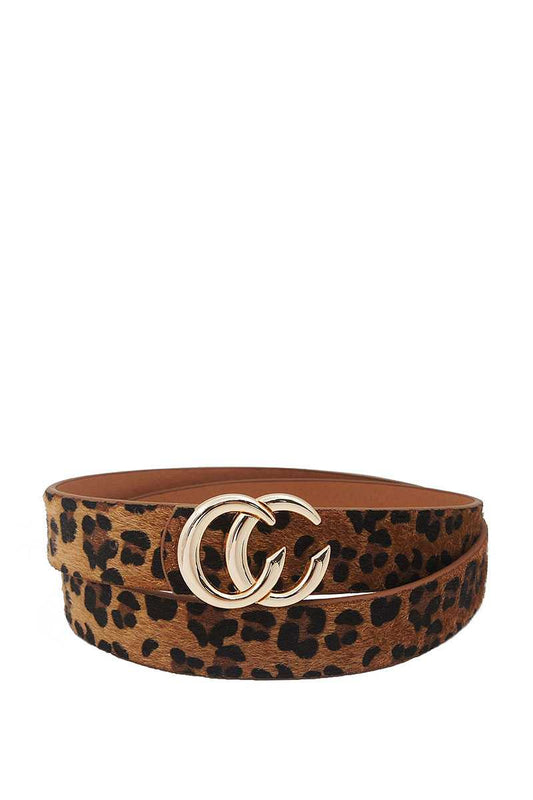 Fashion Trendy Leopard Fur Buckle Belt