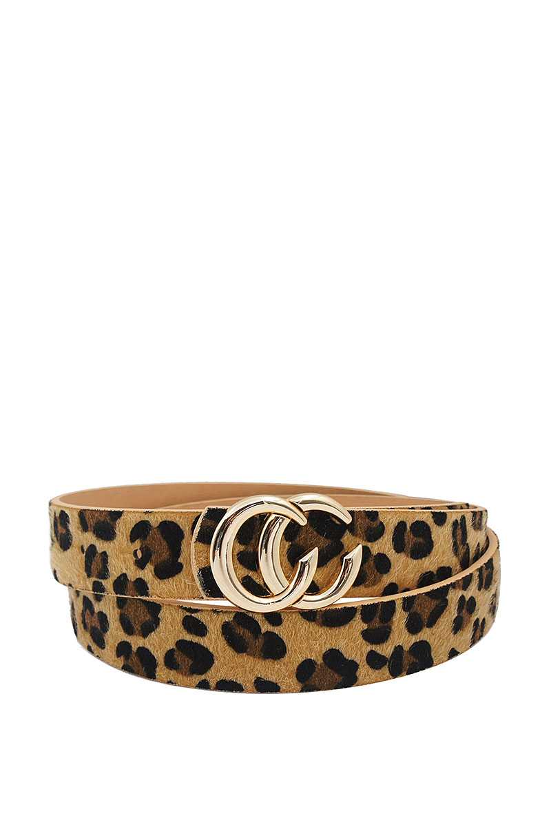 Fashion Trendy Leopard Fur Buckle Belt