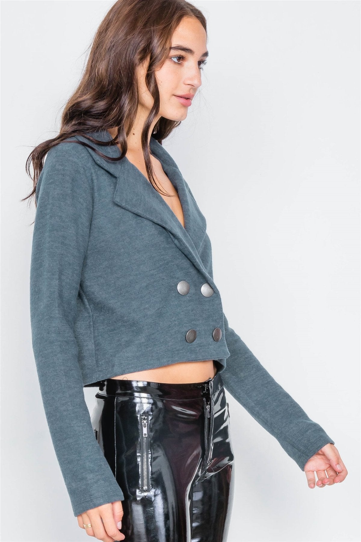 Double Breasted Peacoat Crop Jacket