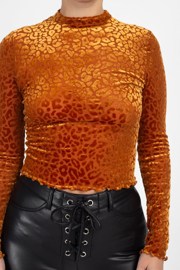 Lettuce Trim Leopard Print Top