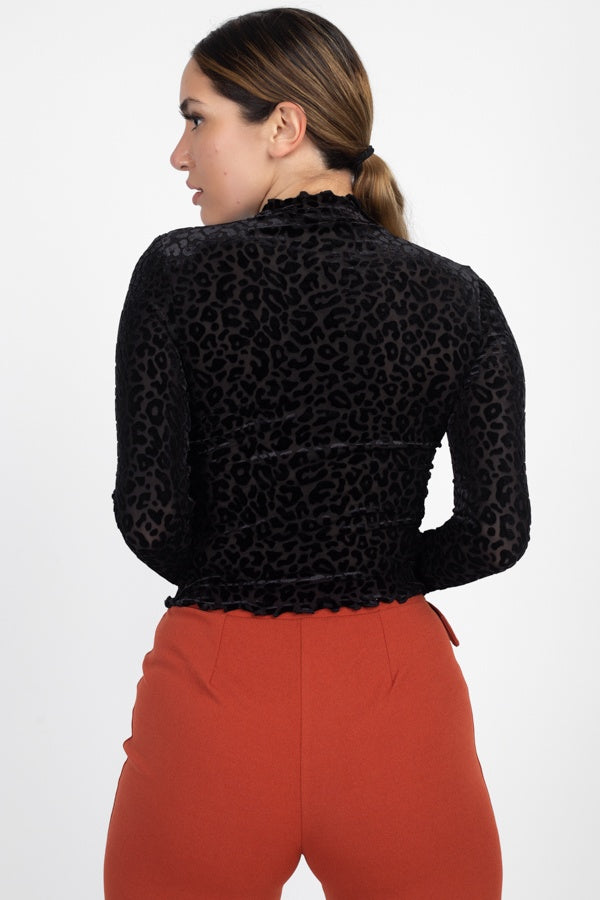 Lettuce Trim Leopard Print Top