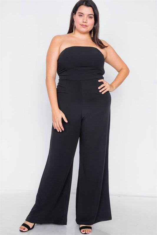 Plus Size Buckle Cut-out Sleeveless Wide Leg Jumpsuit