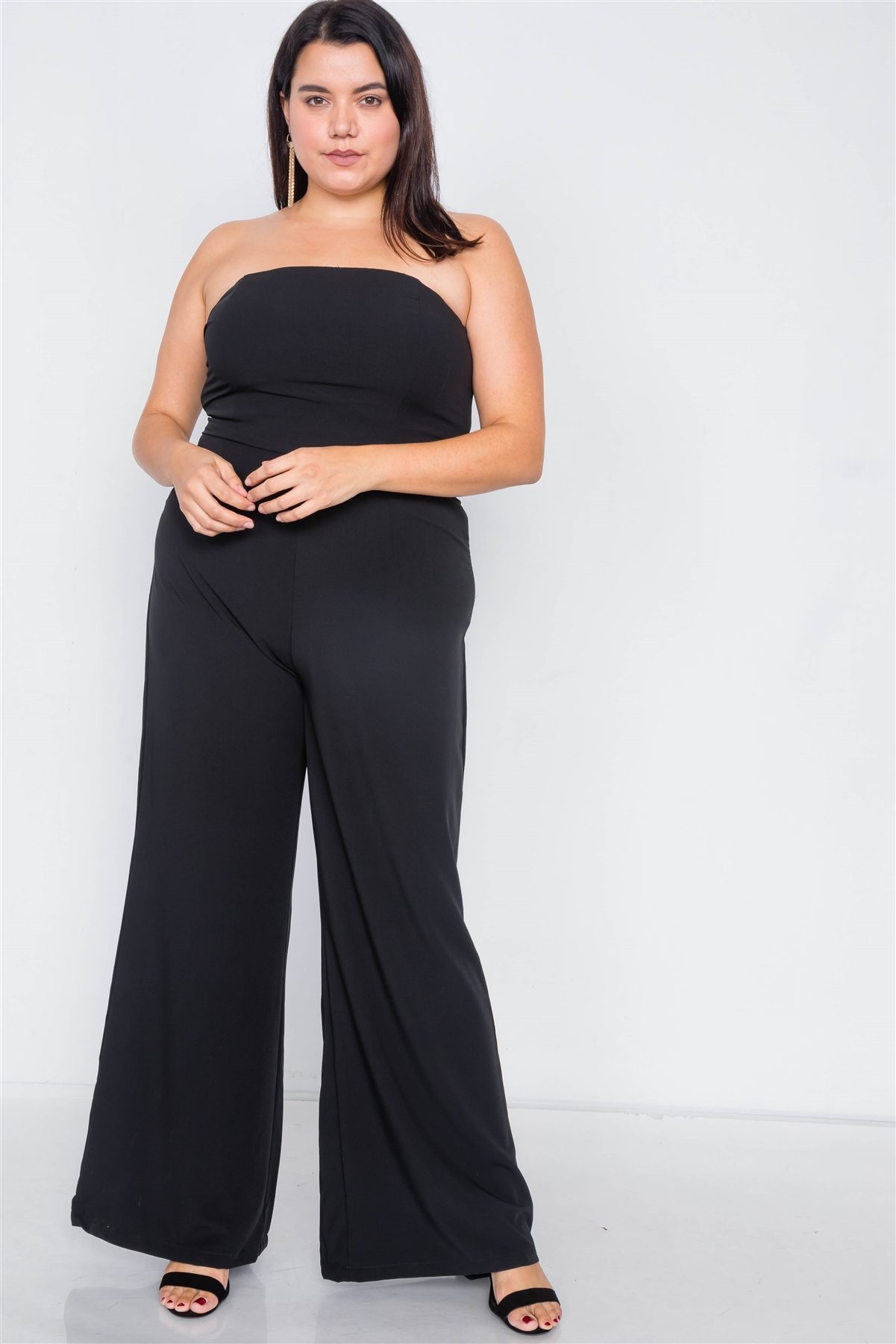 Plus Size Buckle Cut-out Sleeveless Wide Leg Jumpsuit