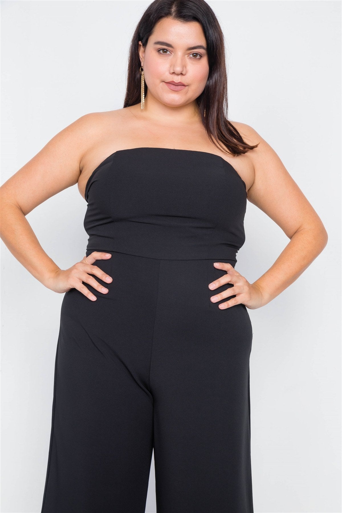 Plus Size Buckle Cut-out Sleeveless Wide Leg Jumpsuit