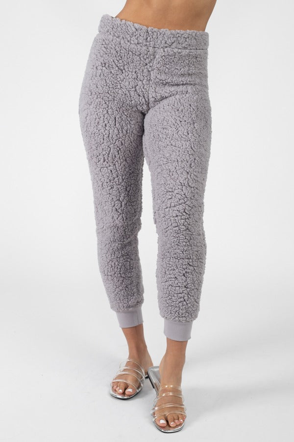 Faux Fur Cropped Top & Elasticized Pants