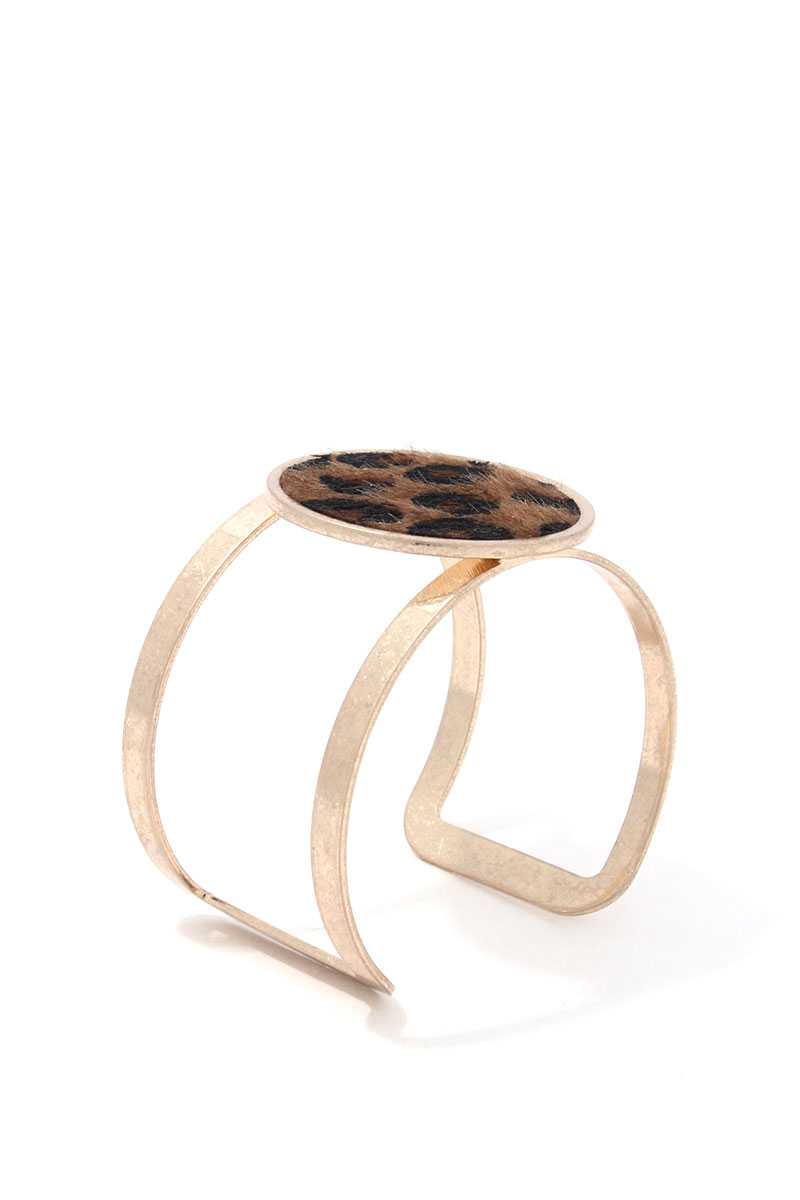 Animal Print Circle Metal Cuff Bracelet